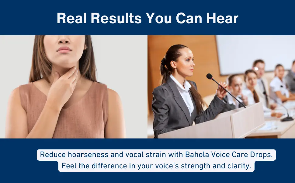 Voicecare 7 <h2><strong>Find Your True Voice with Bahola Voicecare Drops</strong></h2> For public speakers, teachers, vocal artists, and call center agents, your voice is more than just a tool—it’s your career, your passion, your way to connect with the world. Bahola Voice Care Drops offer an expertly crafted homeopathic solution to ensure your voice remains strong, clear, and resilient, even in the most demanding conditions. Our formula combines potent homeopathic ingredients, traditionally used to support vocal clarity, reduce hoarseness, and protect against strain. It helps maintain the strength and quality of your voice, ensuring you’re always at your best. <hr /> <h4><strong>Who Should Use Bahola Voice Care Drops?</strong></h4> <ul> <li><strong>Public Speakers:</strong> Keep your voice steady and strong during long speeches or presentations.</li> <li><strong>Teachers:</strong> Protect against vocal fatigue when speaking for extended hours in classrooms.</li> <li><strong>Vocal Artists:</strong> Maintain vocal clarity and prevent strain from rigorous singing or voice training sessions.</li> <li><strong>Call Center Agents:</strong> Prevent hoarseness and throat discomfort caused by long hours of talking on the phone.</li> </ul> <h2><strong>Find Your True Voice with Bahola Voicecare Drops</strong></h2> For public speakers, teachers, vocal artists, and call center agents, your voice is more than just a tool—it’s your career, your passion, your way to connect with the world. Bahola Voice Care Drops offer an expertly crafted homeopathic solution to ensure your voice remains strong, clear, and resilient, even in the most demanding conditions. Our formula combines potent homeopathic ingredients, traditionally used to support vocal clarity, reduce hoarseness, and protect against strain. It helps maintain the strength and quality of your voice, ensuring you’re always at your best. <hr /> <h4><strong>Who Should Use Bahola Voice Care Drops?</strong></h4> <ul> <li><strong>Public Speakers:</strong> Keep your voice steady and strong during long speeches or presentations.</li> <li><strong>Teachers:</strong> Protect against vocal fatigue when speaking for extended hours in classrooms.</li> <li><strong>Vocal Artists:</strong> Maintain vocal clarity and prevent strain from rigorous singing or voice training sessions.</li> <li><strong>Call Center Agents:</strong> Prevent hoarseness and throat discomfort caused by long hours of talking on the phone.</li> </ul>